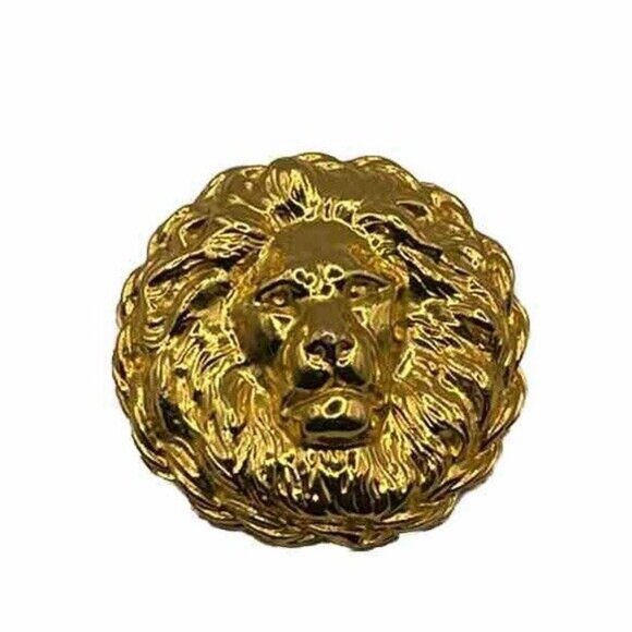 Anne Klein Jewelry - Anne Klein AK Lion Head Logo Bar Gold Tone Pin Brooch Vintage  Heavy Vtg Detail
